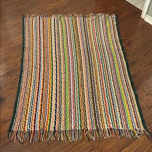 Colorful crocheted throw. with Fringe. 64by44
